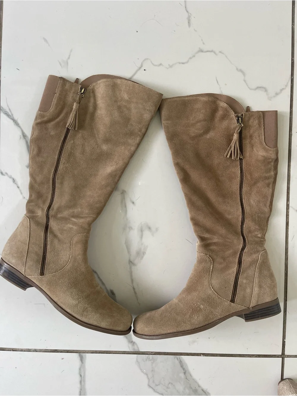 Naturalizer Women's Jinnie Leather & suede Side Zip Tall Boots, size 11
